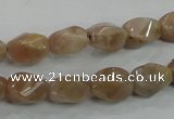 CMS118 15.5 inches 8*12mm twisted rice moonstone gemstone beads