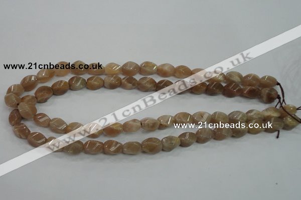 CMS118 15.5 inches 8*12mm twisted rice moonstone gemstone beads