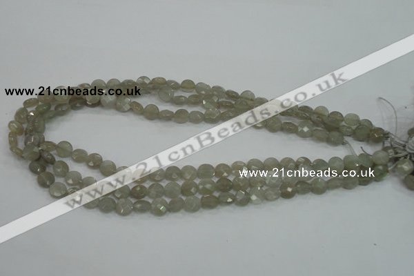 CMS129 15.5 inches 8mm faceted coin moonstone gemstone beads