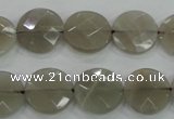 CMS130 15.5 inches 14mm faceted coin moonstone gemstone beads