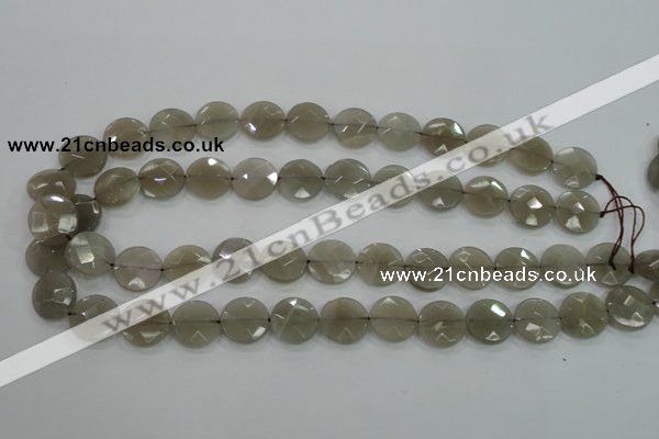 CMS130 15.5 inches 14mm faceted coin moonstone gemstone beads