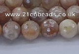 CMS1302 15.5 inches 8mm faceted round AB-color moonstone beads