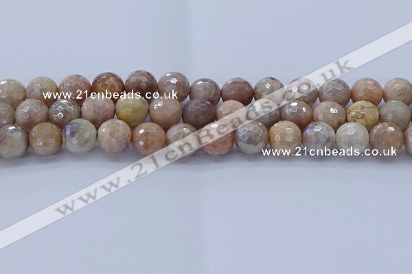 CMS1304 15.5 inches 12mm faceted round AB-color moonstone beads