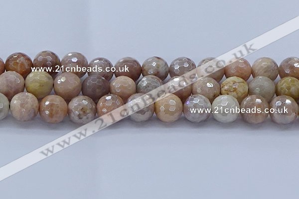 CMS1306 15.5 inches 16mm faceted round AB-color moonstone beads