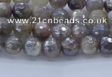 CMS1310 15.5 inches 4mm faceted round AB-color grey moonstone beads