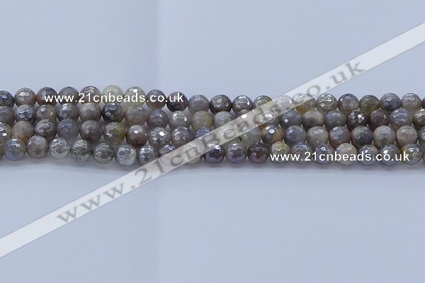 CMS1311 15.5 inches 6mm faceted round AB-color grey moonstone beads