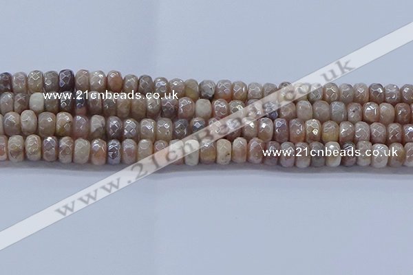 CMS1322 15.5 inches 5*8mm faceted rondelle AB-color moonstone beads