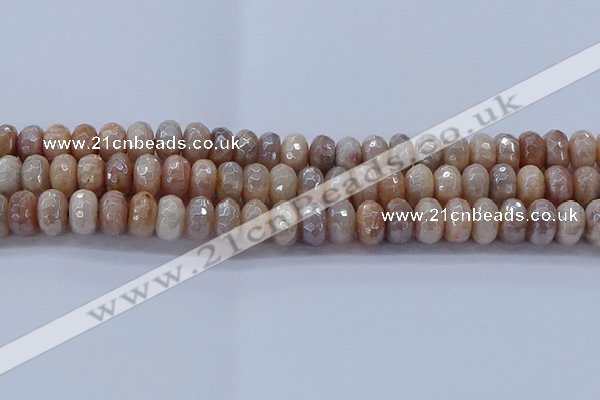 CMS1323 15.5 inches 6*10mm faceted rondelle AB-color moonstone beads