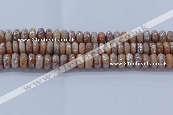 CMS1324 15.5 inches 7*12mm faceted rondelle AB-color moonstone beads