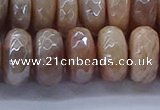 CMS1325 15.5 inches 7*14mm faceted rondelle AB-color moonstone beads