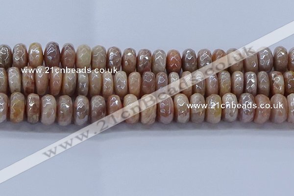 CMS1326 15.5 inches 8*16mm faceted rondelle AB-color moonstone beads