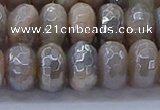 CMS1334 15.5 inches 7*12mm faceted rondelle AB-color grey moonstone beads