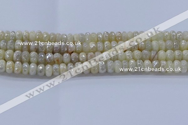 CMS1342 15.5 inches 5*8mm faceted rondelle AB-color white moonstone beads