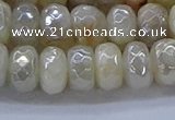 CMS1343 15.5 inches 6*10mm faceted rondelle AB-color white moonstone beads