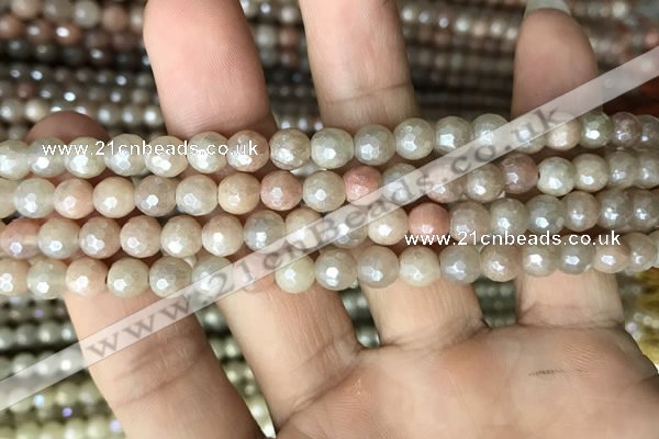 CMS1451 15.5 inches 6mm faceted round AB-color moonstone beads