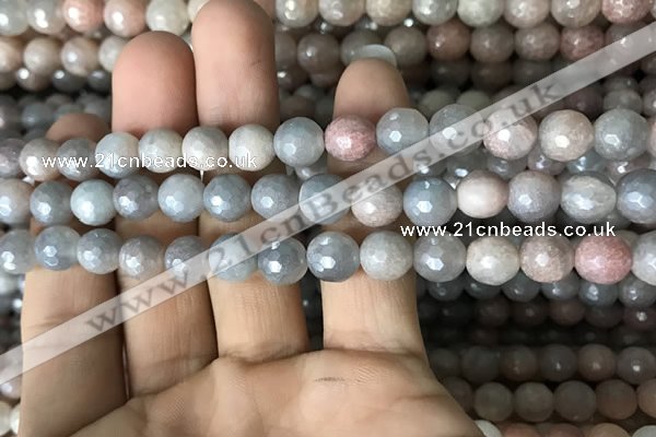 CMS1457 15.5 inches 8mm faceted round AB-color moonstone beads