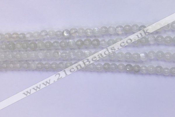 CMS1485 15.5 inches 4mm round white moonstone beads wholesale