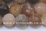 CMS1497 15.5 inches 8mmm faceted round rainbow moonstone beads