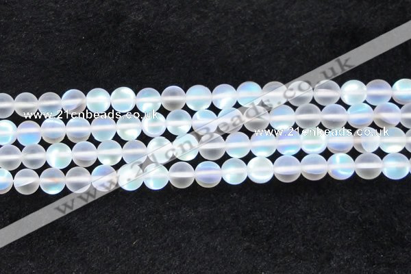 CMS1508 15.5 inches 10mm round matte synthetic moonstone beads