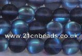 CMS1517 15.5 inches 8mm round matte synthetic moonstone beads