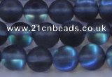 CMS1518 15.5 inches 10mm round matte synthetic moonstone beads