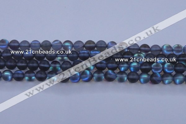 CMS1518 15.5 inches 10mm round matte synthetic moonstone beads