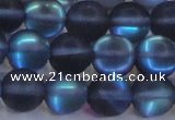 CMS1519 15.5 inches 12mm round matte synthetic moonstone beads