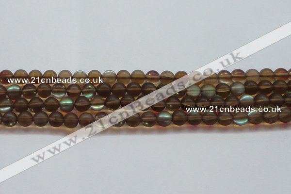 CMS1528 15.5 inches 10mm round matte synthetic moonstone beads