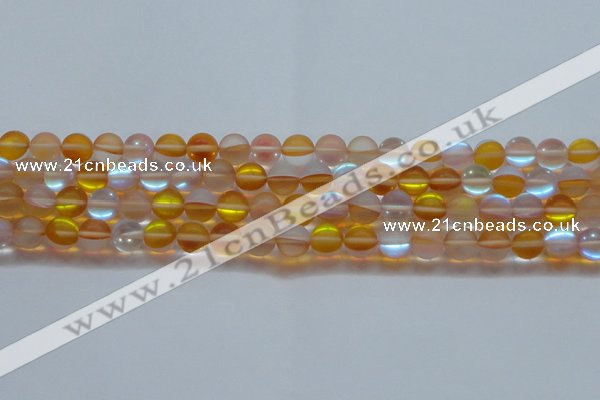 CMS1538 15.5 inches 10mm round matte synthetic moonstone beads