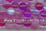 CMS1546 15.5 inches 6mm round matte synthetic moonstone beads