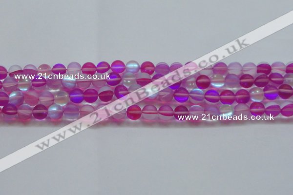 CMS1547 15.5 inches 8mm round matte synthetic moonstone beads