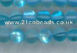 CMS1556 15.5 inches 6mm round matte synthetic moonstone beads