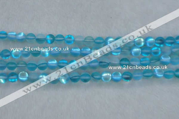 CMS1557 15.5 inches 8mm round matte synthetic moonstone beads