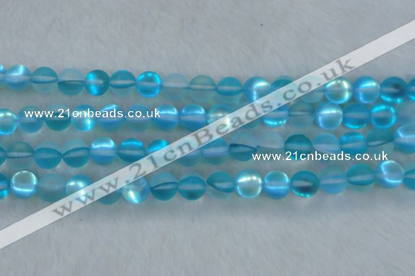 CMS1559 15.5 inches 12mm round matte synthetic moonstone beads