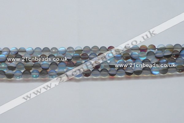 CMS1566 15.5 inches 6mm round matte synthetic moonstone beads