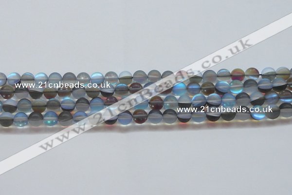 CMS1567 15.5 inches 8mm round matte synthetic moonstone beads