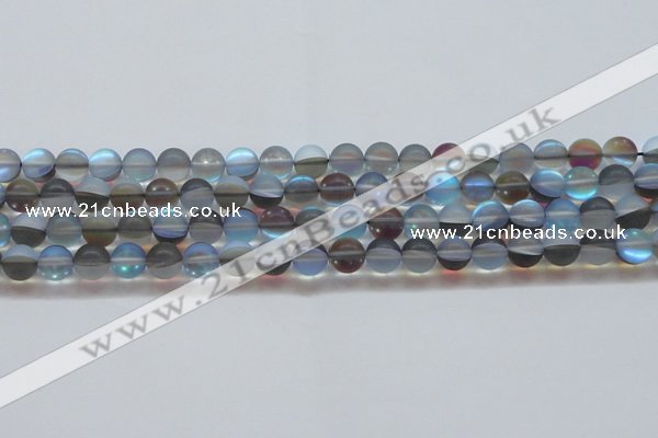 CMS1568 15.5 inches 10mm round matte synthetic moonstone beads