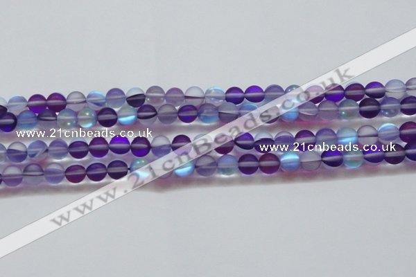 CMS1577 15.5 inches 8mm round matte synthetic moonstone beads