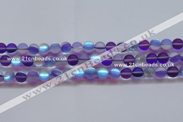 CMS1579 15.5 inches 12mm round matte synthetic moonstone beads