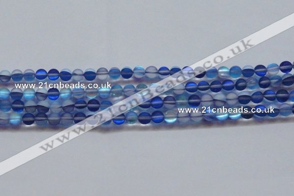 CMS1586 15.5 inches 6mm round matte synthetic moonstone beads