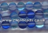 CMS1587 15.5 inches 8mm round matte synthetic moonstone beads