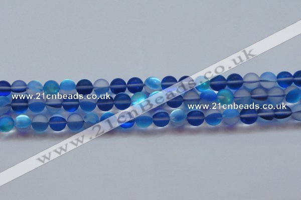 CMS1588 15.5 inches 10mm round matte synthetic moonstone beads