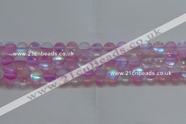 CMS1598 15.5 inches 10mm round matte synthetic moonstone beads