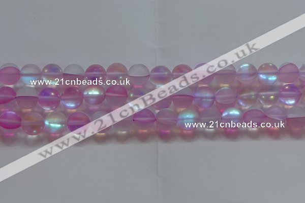 CMS1599 15.5 inches 12mm round matte synthetic moonstone beads