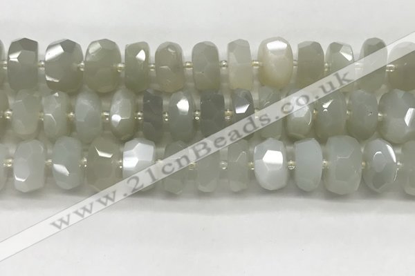 CMS1658 15.5 inches 6*13mm - 8*14mm faceted tyre moonstone beads