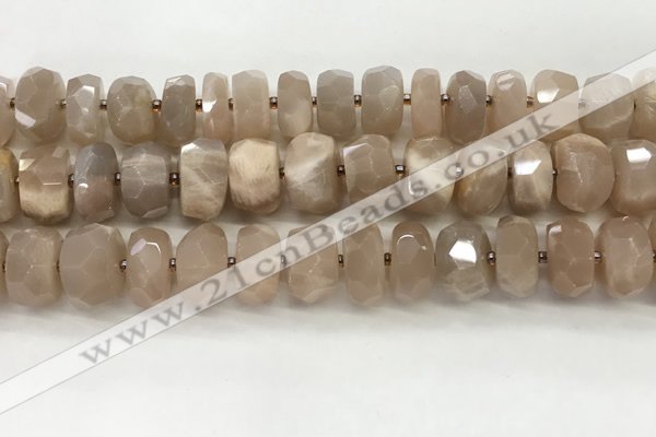 CMS1665 15.5 inches 6*12mm - 8*13mm faceted tyre moonstone beads