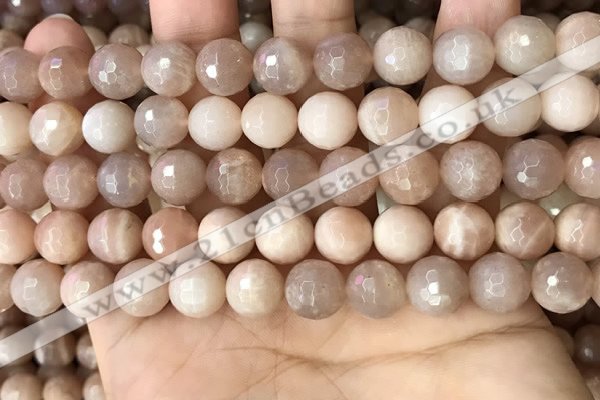 CMS1680 15.5 inches 10mm faceted round moonstone beads wholesale