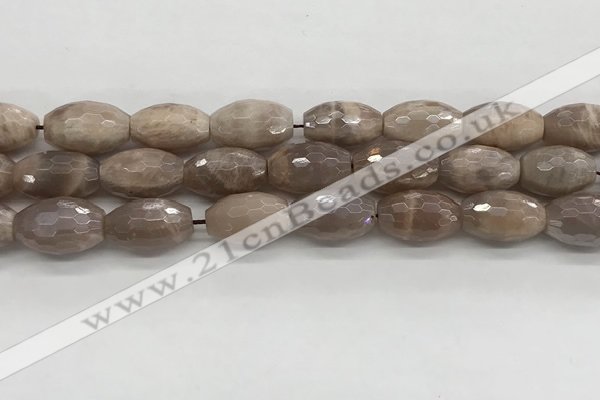 CMS1777 15.5 inches 11*18mm faceted rice AB-color moonstone beads