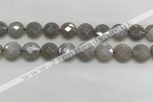 CMS1820 15.5 inches 16mm faceted coin AB-color moonstone beads