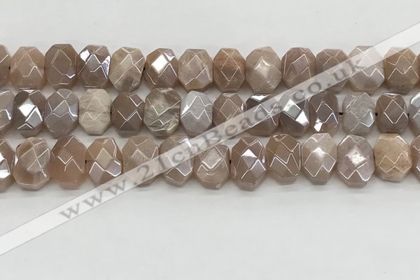 CMS1838 10*12mm - 12*16mm faceted freeform AB-color moonstone beads